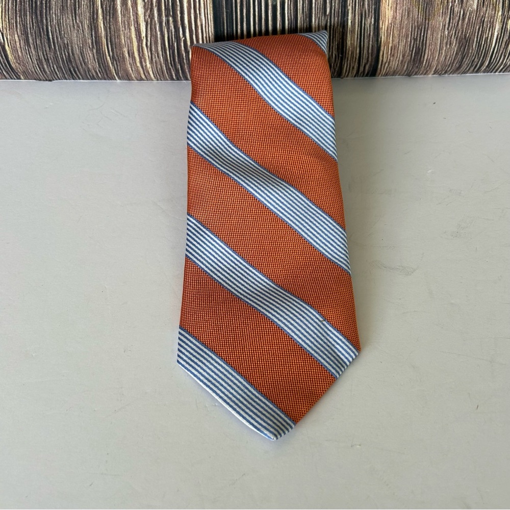 Brooks Brothers Orange and Gray Striped Tie